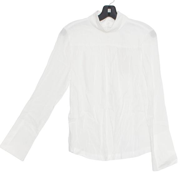 NWT Habitual Womens Top Odette Mockneck Long Sleeve Button Back White Small FY - Picture 1 of 5